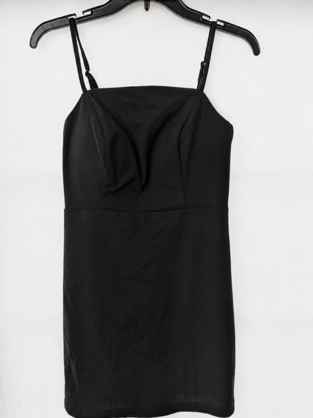 Crystal Doll Black Padded Spaghetti Strap Mini Dress